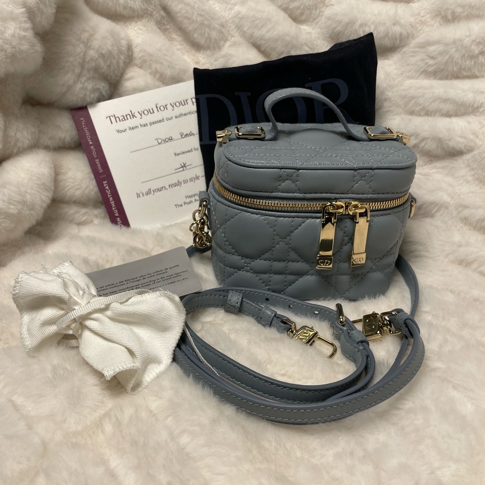 DIOR MINI VANITY WITH CROSSBODY STRAP SMALL IN SEA BLUE - Picture 7 of 16